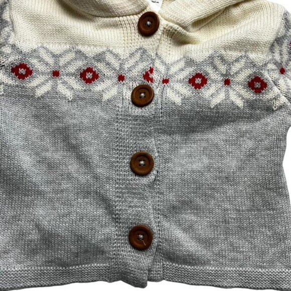 Nordstom Organic Cotton Fair Isle Hooded Cardigan 6 Months New - Picture 2 of 4